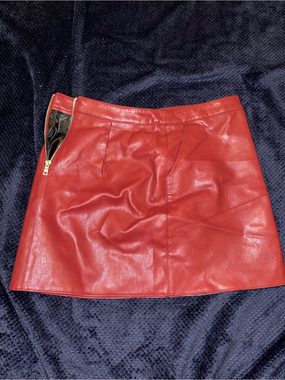 Lulus Red Faux Leather Mini Skirt with Side Zip